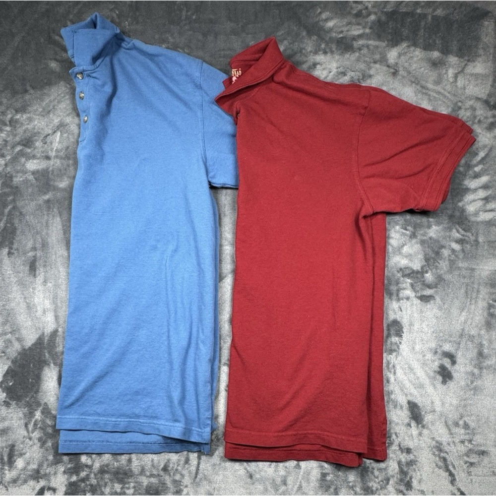 Lot of 2 REDHEAD Polo Shirt Short Sleeve Red & Blue Button Up Men Large preppy‎